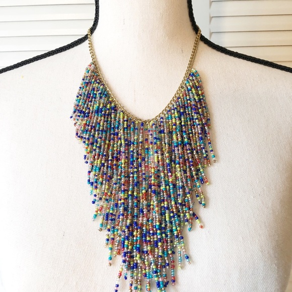 Jewelry - NWOT Festival Boho Style  Beaded Dangle Necklace